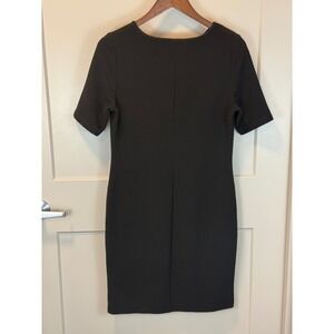 Mario Serrani Italy Size Small Black Ribbed Sheath Dress Knee Length